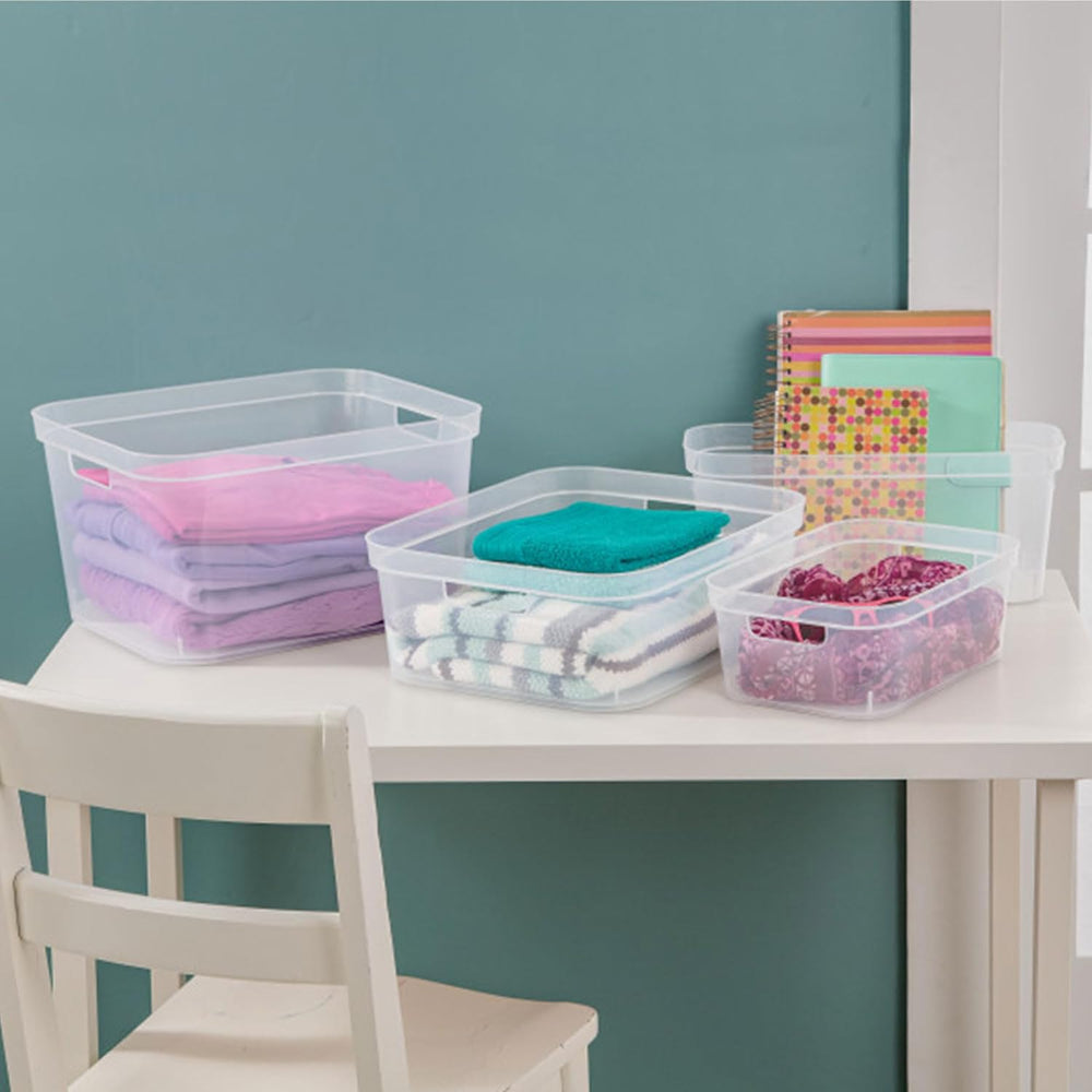 Sterilite 8.25x12.25x15 Inch Modern Polished Storage Bin w/Comfortable Carry ...