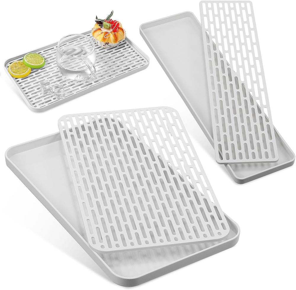 DOITOOL Double Layer Draining Tray: 2Pack Dish Drainer Drying Rack for Kitche...