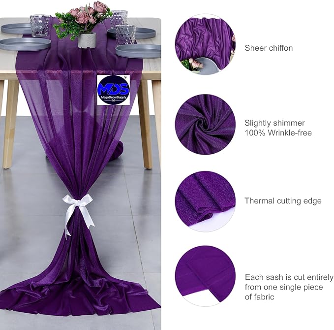 MDS Halloween Chiffon Table Runner - 5 Pack, 29 x 170 Inches, 14ft Each - She...