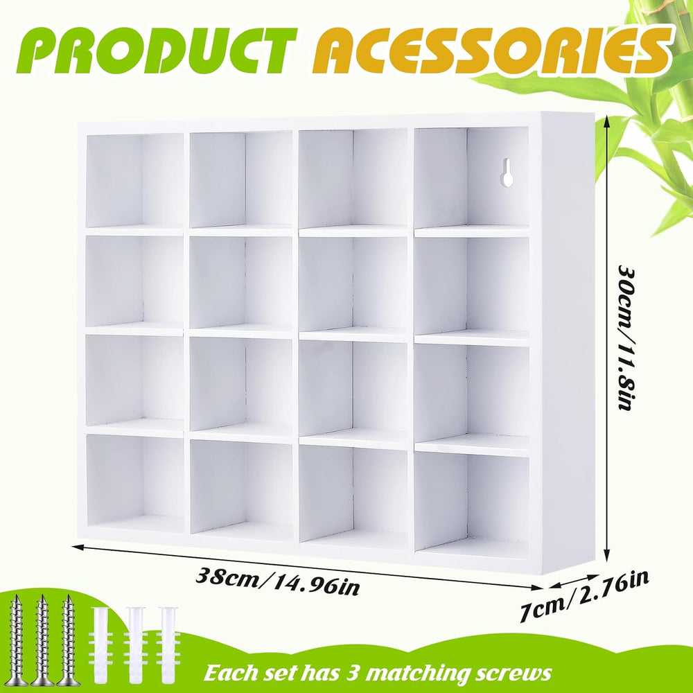 Wesiti 2 Pcs Tie Box Organizer for Men, Wall Mounted Tie Rack, White