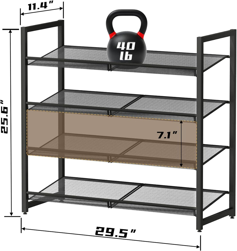 Metal Shoe Rack for Closet,entryway, 4-Tier Shoe Organizer, Adjustable Flat o...