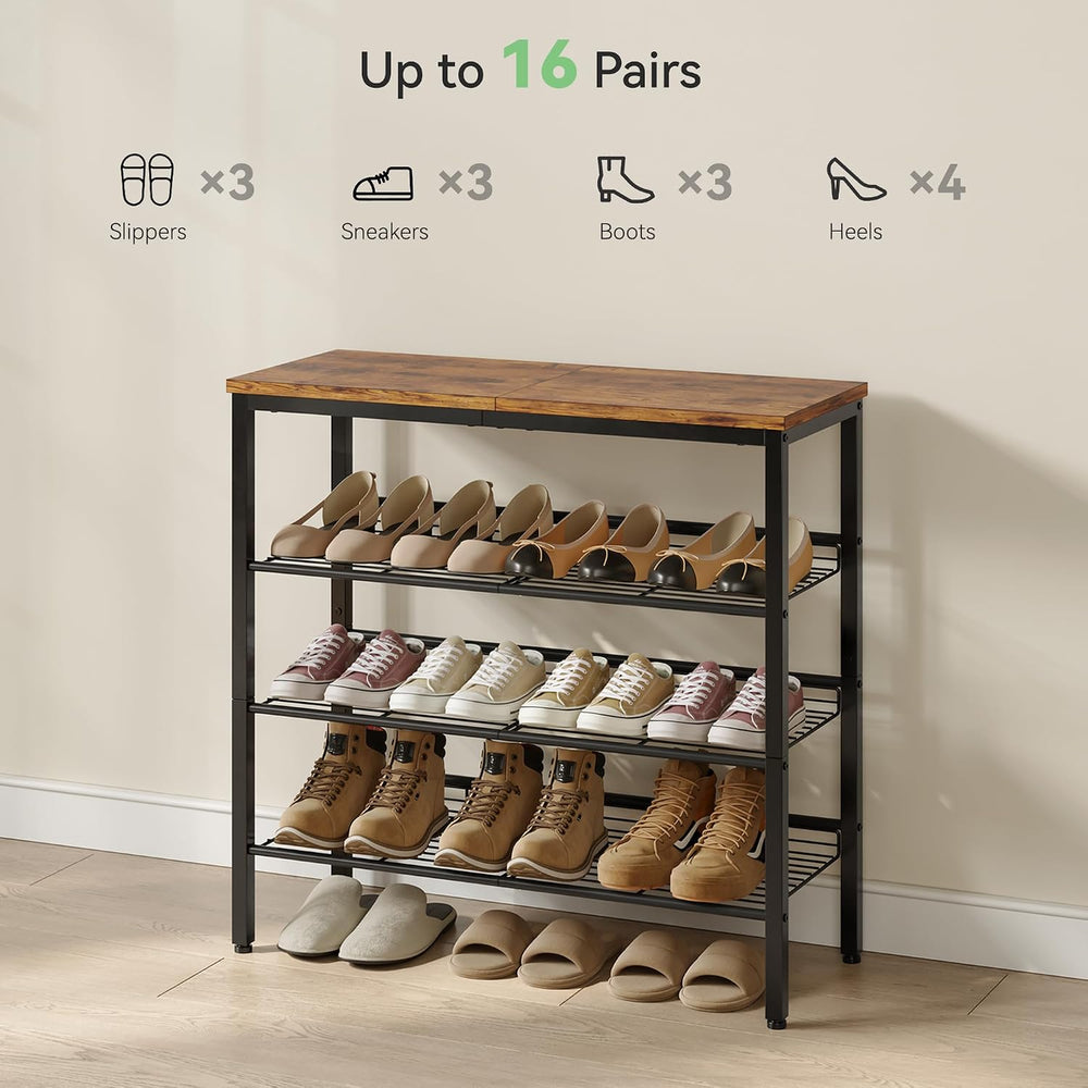 Shoe Rack for Closet,4 Tier Shoe Organizer for Entryway,Shoe Shelf with Stora...