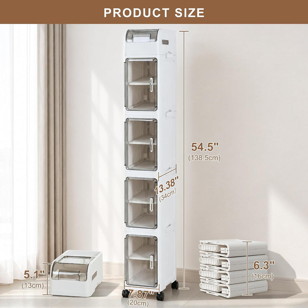 Slim Bathroom Storage Cabinet with Wheels, 5-Tier Narrow Organizer