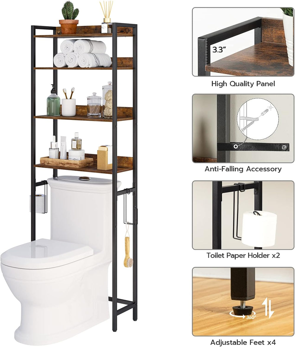 MAHANCRIS Over The Toilet Storage Rack, 4 Tier Bathroom Organizer Over Toilet...
