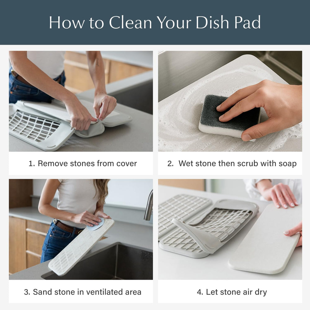 Dorai Home Dish Pad - Collapsable Stone Dish Drying Mat with Diatomaceous Ear...