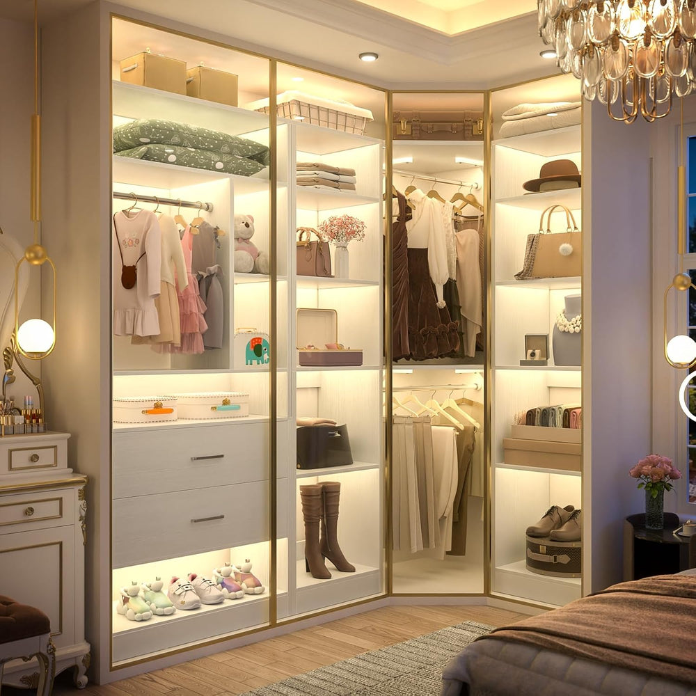 Besiost Corner Closet System with 2 Sets, 63.2" Corner Closet Organizer