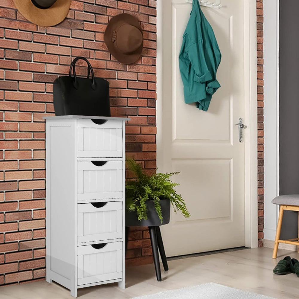 Bonnlo Skinny Bathroom Floor Storage Cabinet,White 12 Inch Wide Deep Small St...