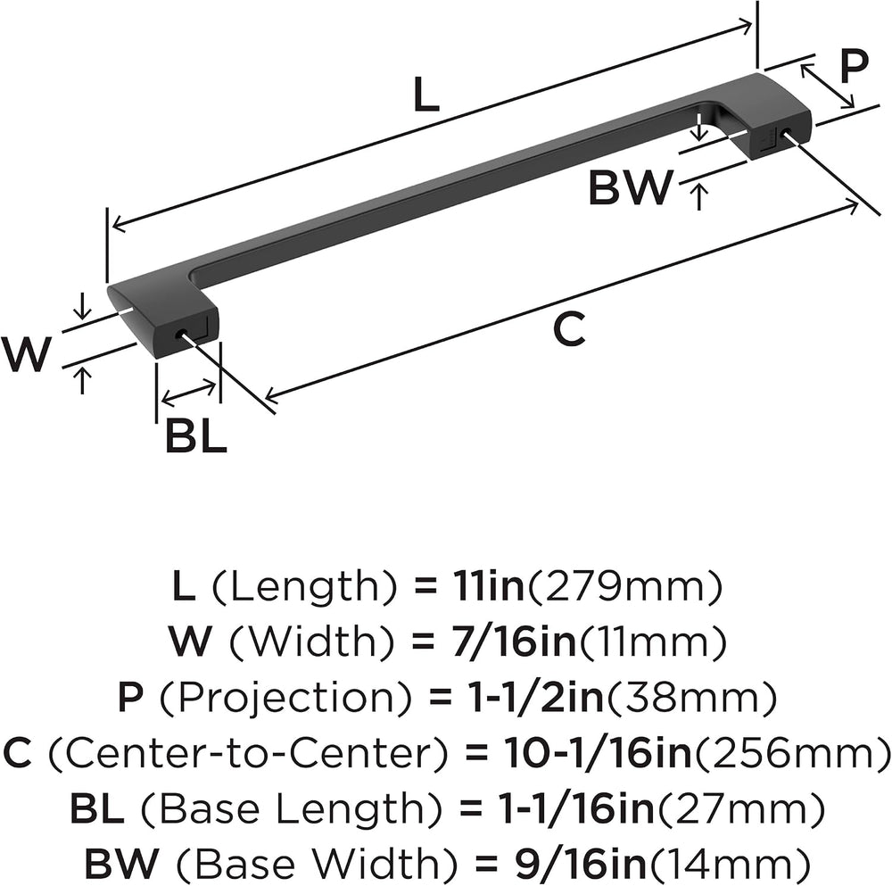 Amerock 10-1/16" Riva Matte Black Drawer Pull
