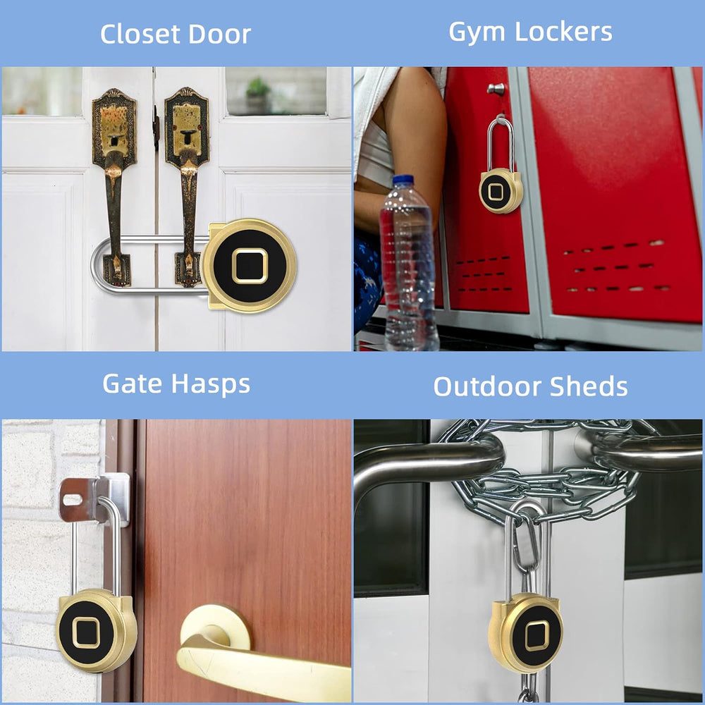 eLinkSmart Long Shackle Padlock, Fingerprint Locker Lock for Fence Gate