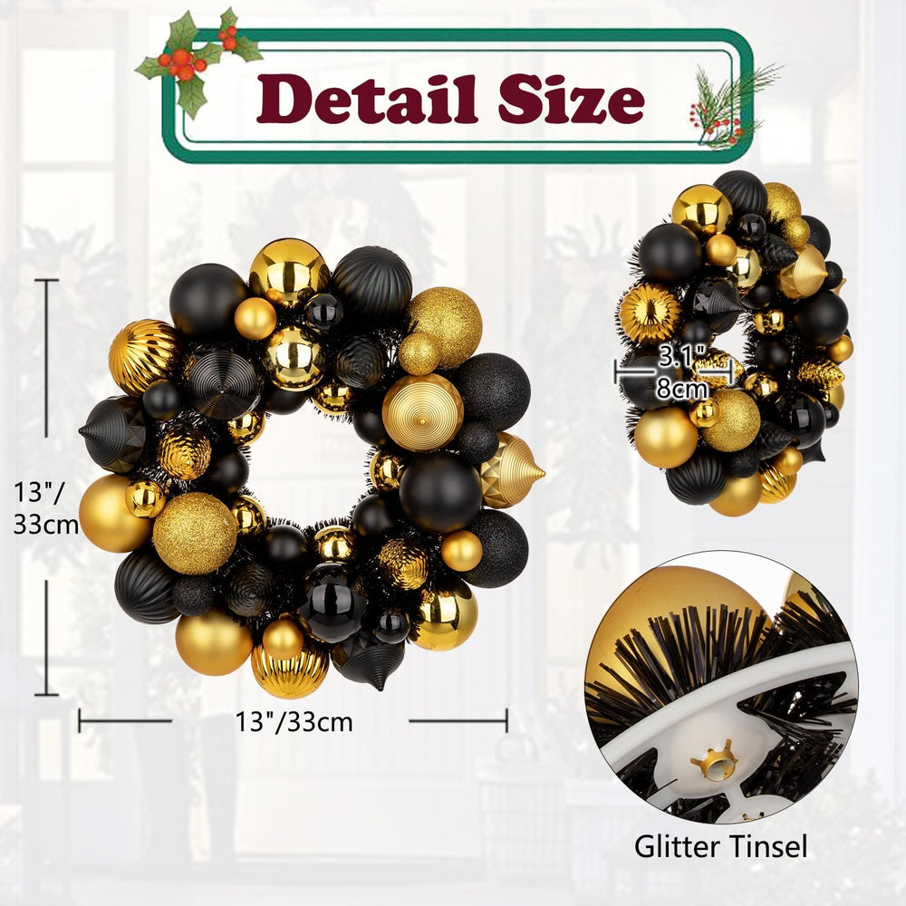 Halloween Ball Wreath 13" Xmas Wreaths Ornaments Glitter Thicken Shatter...