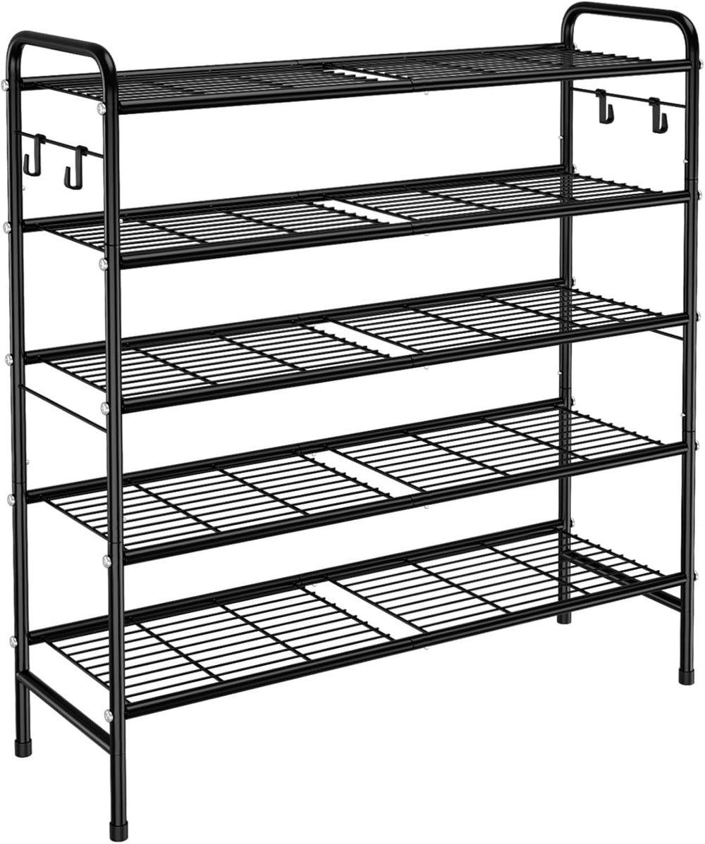 VILICK 5 Tier Shoe Rack 33" Wide Metal Shoe Organizer Long Shoe Storage ...