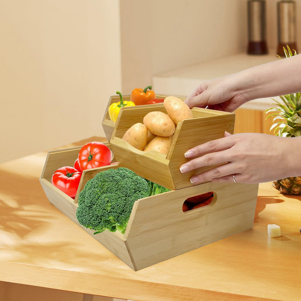 Fruit and Vegetable Storage Bin for Pantry & Kitchen Counter, Stackable B...