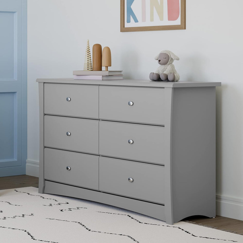 Storkcraft Crescent 6-Drawer Dresser, Pebble Gray