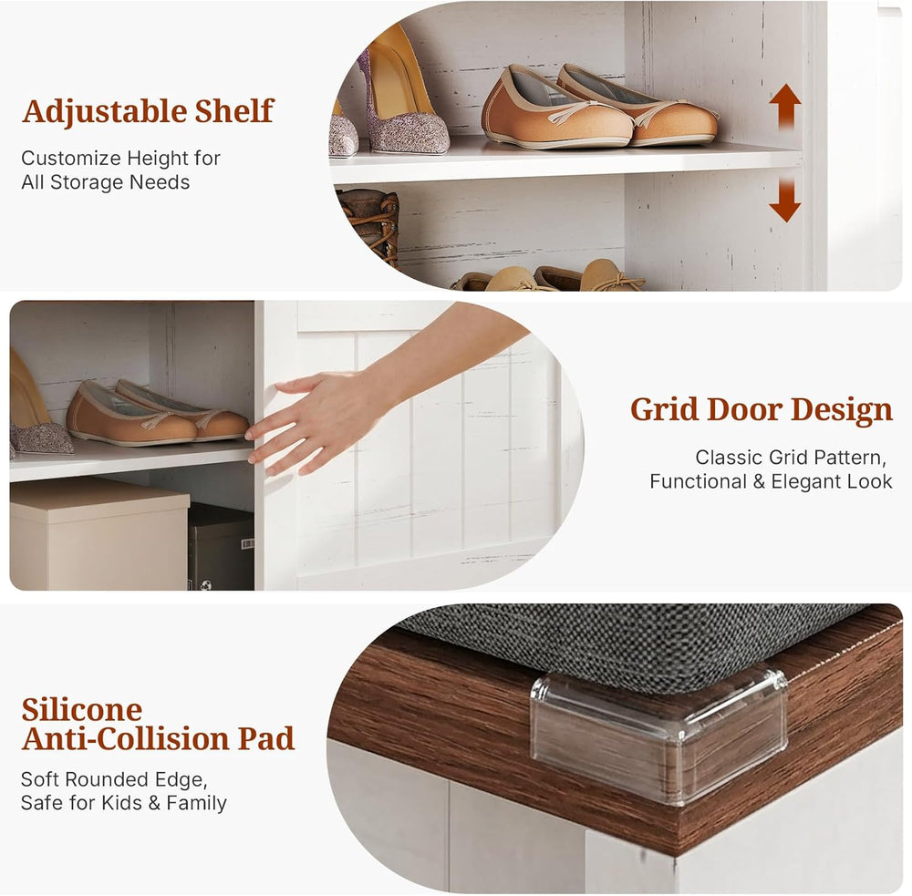UPOSOJA Farmhouse L Shaped Breakfast Nook Bench, Shoe Storage Bench with Cush...