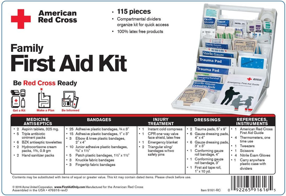 First Aid Only 9161-RC American Red Cross Deluxe Family First Emergency First...