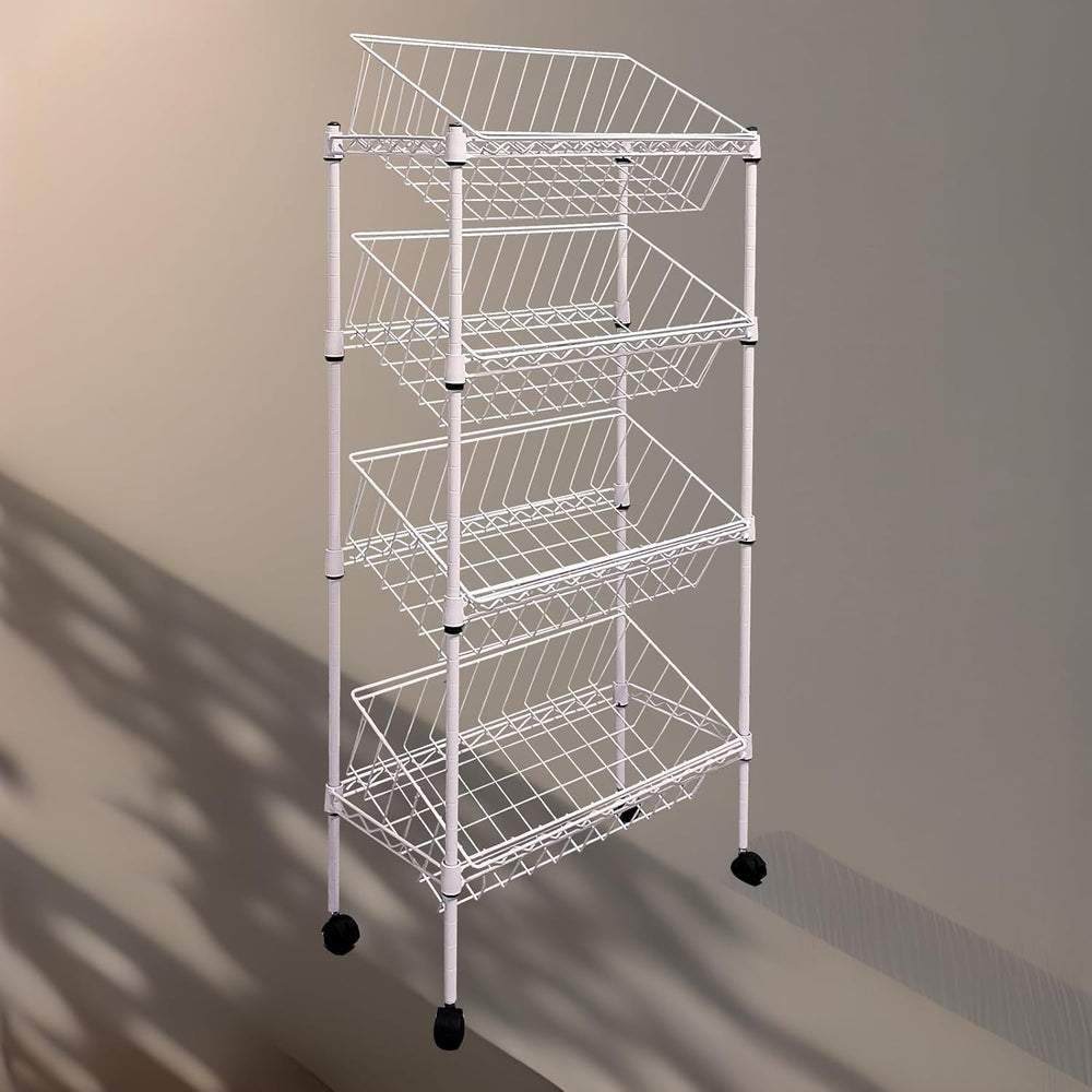 NSF white 4-layer storage rack, kitchen basket rack, vegetable tableware sort...