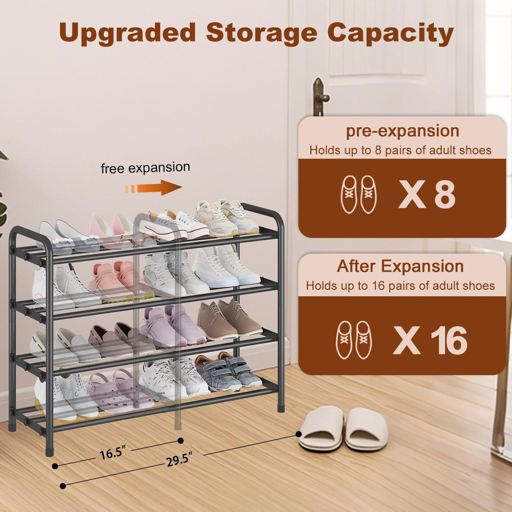 Expandable Metal Shoe Rack for Closet & Entryway, Shoe Storage Organizer