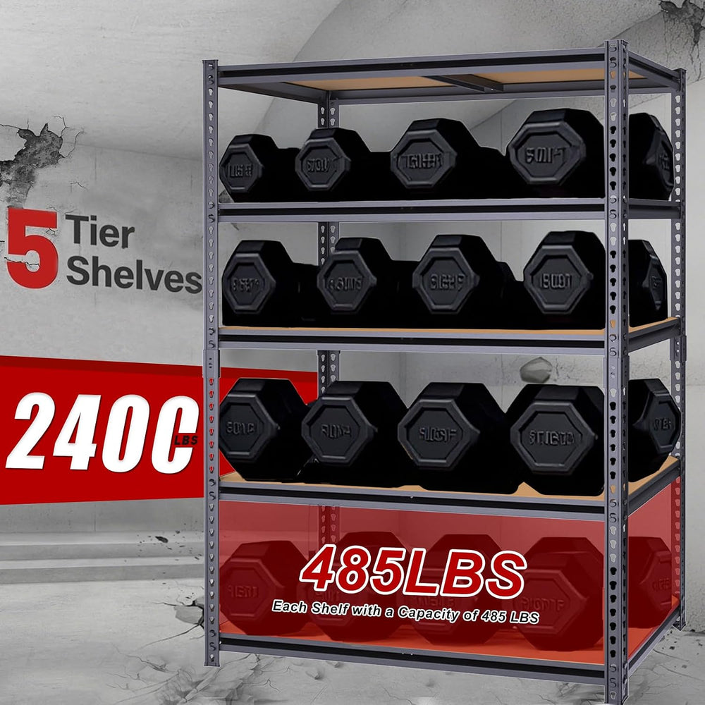 Garage Shelving Unit,40''W Black Storage Shelf,5 Tier Storage Racks a...