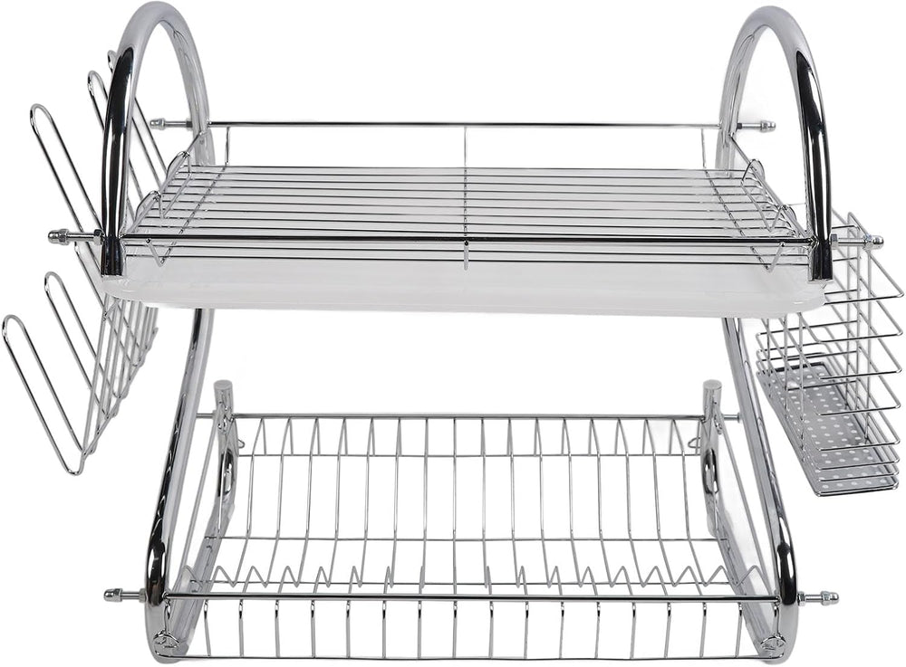 Ymiko Dish Rack 2 Tier Bowl Dish Drainer Organized Kitchen Drying Rack for Ti...