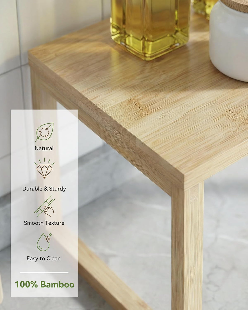 Bamboo Cabinet Organizer Shelf, Kitchen Shelf Organizer,2 Packs