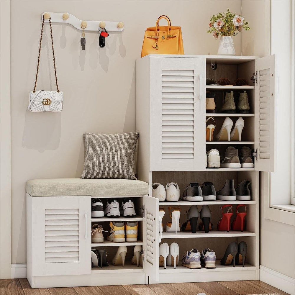 Spaco Shoe Cabinet with Storage Bench Set for Entryway,7-Tier Shoe Storage Ca...
