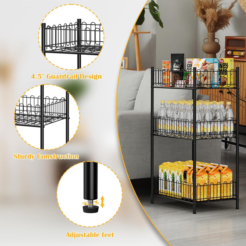 OYEAL Water Bottle Holder Rack 3 Tier Soda Drink Organizer Vertical Metal Foo...