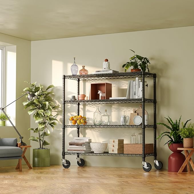 IZEUK 4-Tier Adjustable Heavy Duty Metal Storage Shelving Unit, Wide Utility