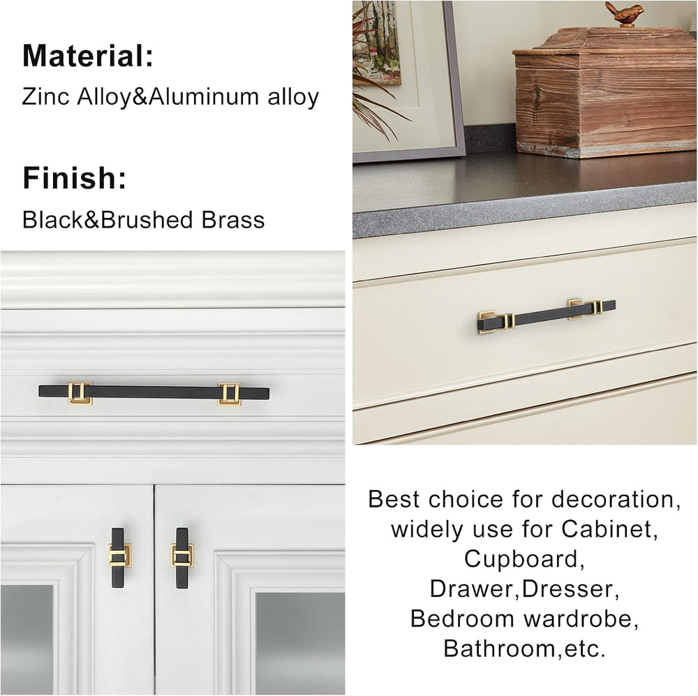 10 Pack 5 Inch Black and Gold Cabinet Pulls Kitchen Cabinet Handle