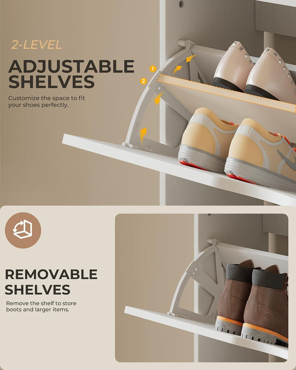 GRUSIGN Shoe Cabinet for Entryway with 3 Flip Drawers, Narrow Shoe Storage Ca...