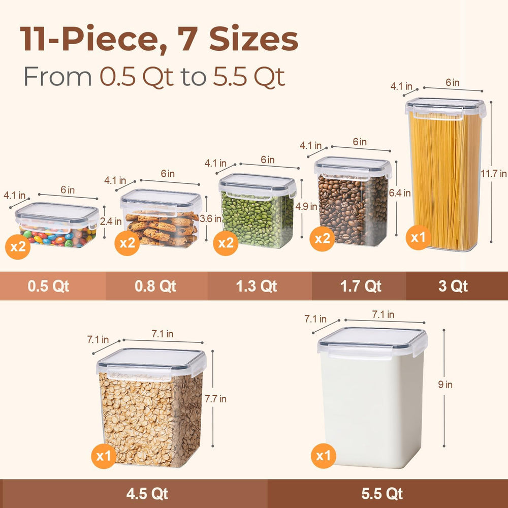 ComSaf Airtight Food Storage Containers with Lids 7size 11Pack, Stackable