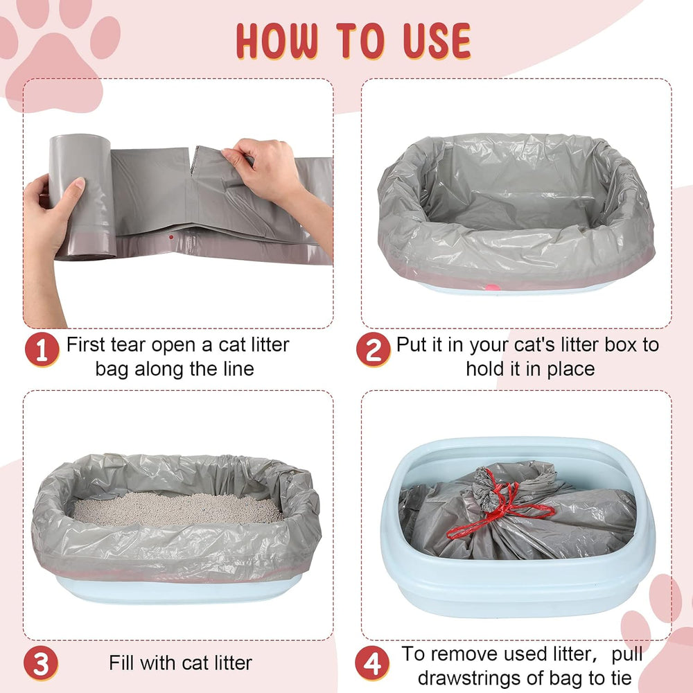 Tinlade 50 Count Jumbo Cat Litter Box Liners,39 x 22 Inch,Gray, Red