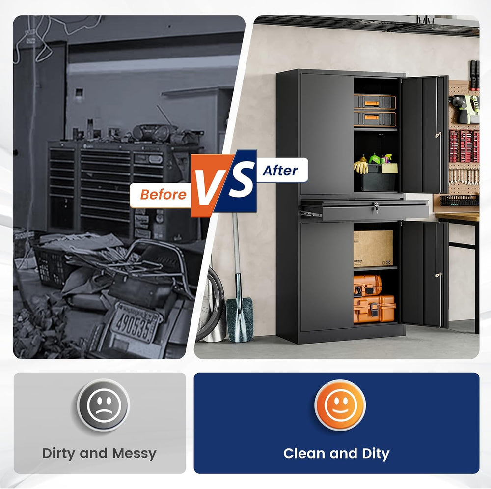 Yizosh Metal Garage Storage Cabinet with Locking Doors and Adjustable Shelves...