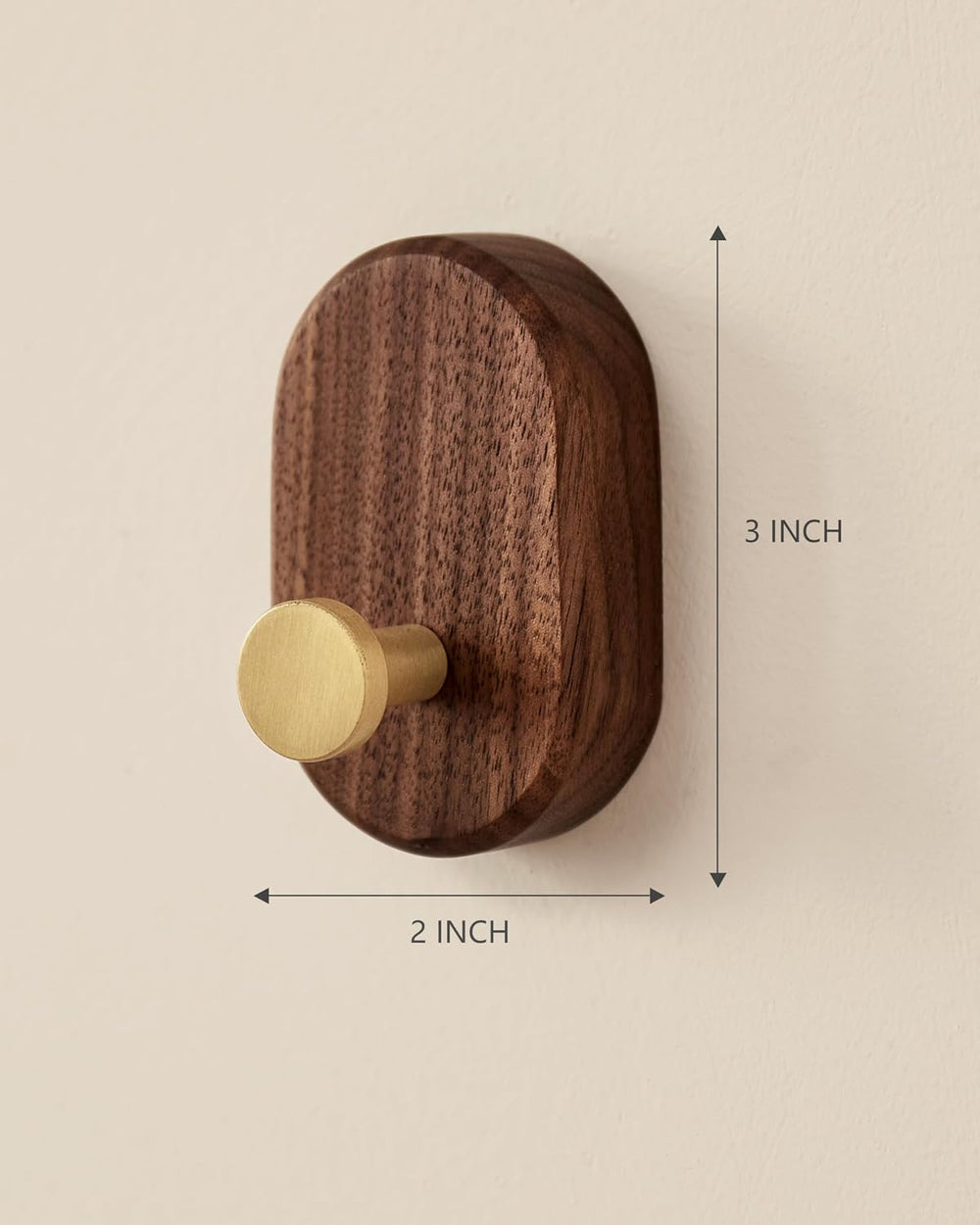 Wood Coat Hooks Wall Mount - Modern Walnut Coat Hook with Bronze Accent for H...