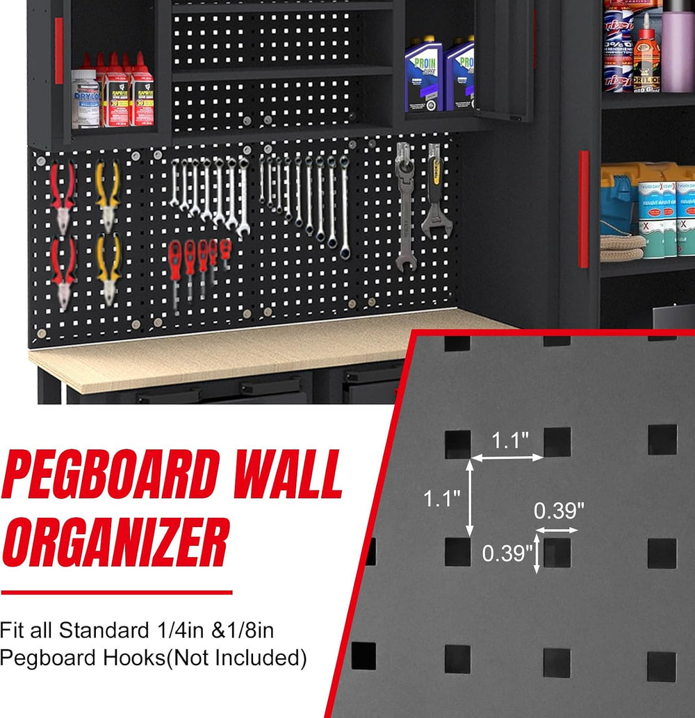 BIG RED Garage Storage Cabinets System, 6-Pcs Workshop Cabinet Set in Black