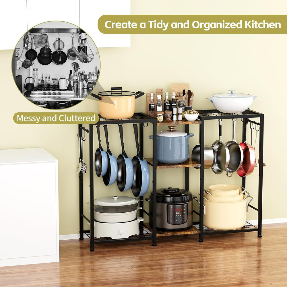Pot Rack —Expandable Pot and Pan Organizer Rack, Freestanding Kitchen Pot and...