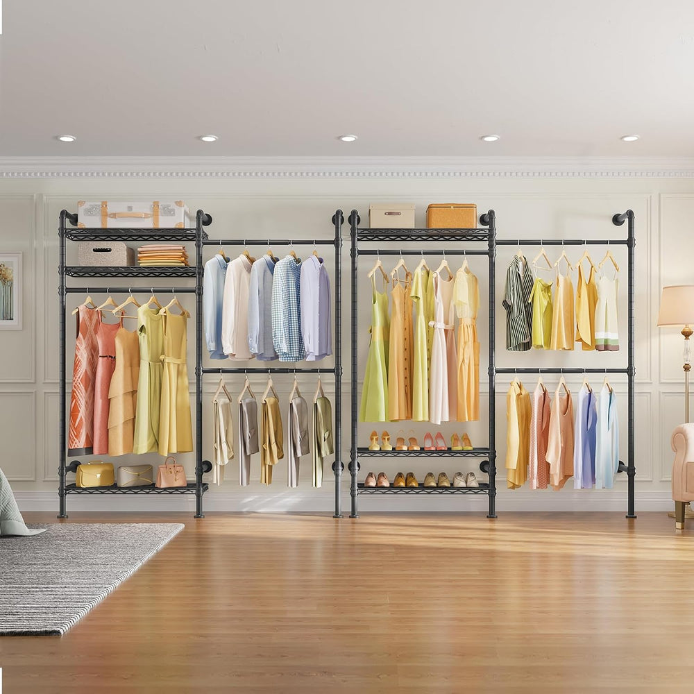 Timate F2 Industrial Pipe Clothes Rack Wall Mounted Clothing Rack for Hanging...