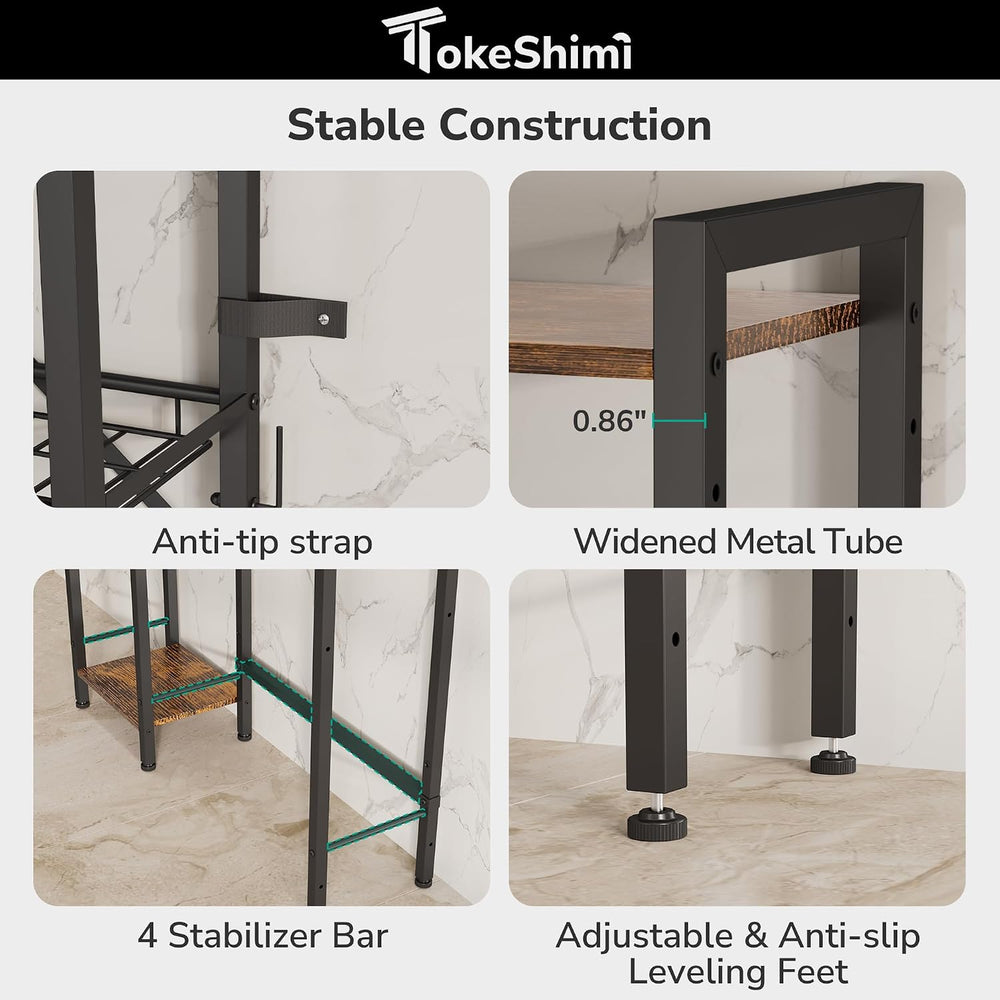 6-Tier Over the Toilet Storage Rack, Adjustable Wooden Shelf
