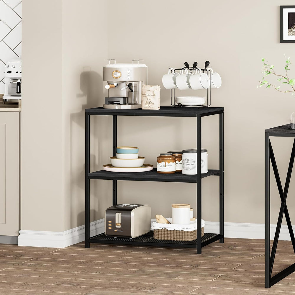 Kitchen Island with 3 Shelves, Workbench, Microwave Stand