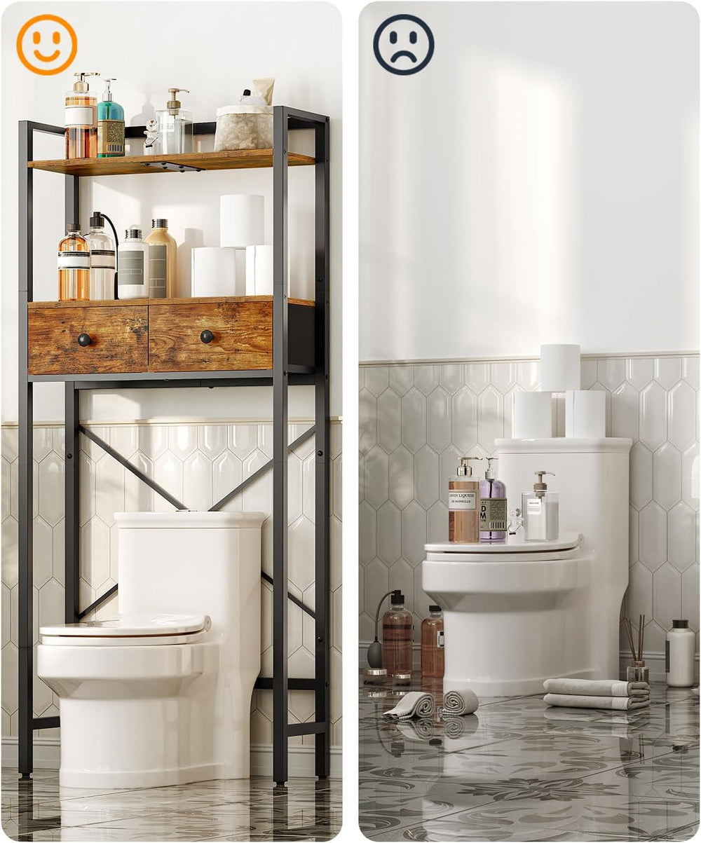 HOOBRO Over The Toilet Storage Rack with 2 Drawers, 3-Tier Bathroom Organizer...