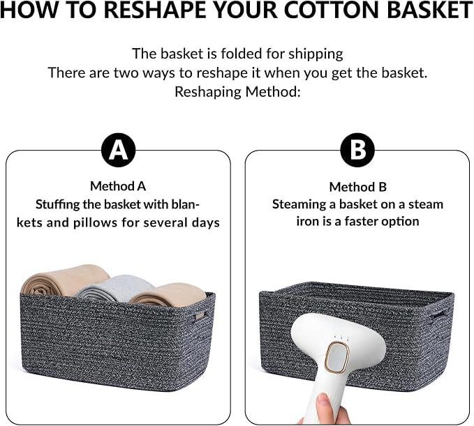 Large Storage Baskets for Organizing, Closet Shelf Baskets for Clothes Blanke...