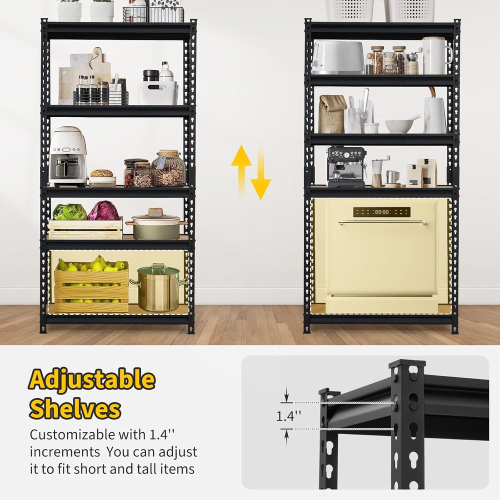 Takywep Heavy Duty Garage Shelving 2000lbs, Adjustable 5 Tier Metal Storage S...