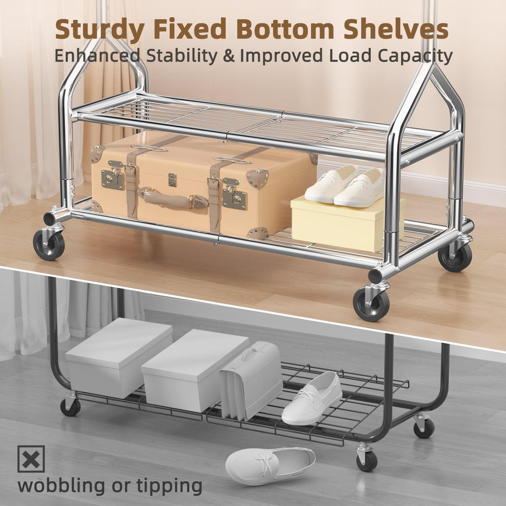 EAGMAK Heavy Duty Clothes Rack Load 556 LBS, Rolling Clothing Rack With Shelv...