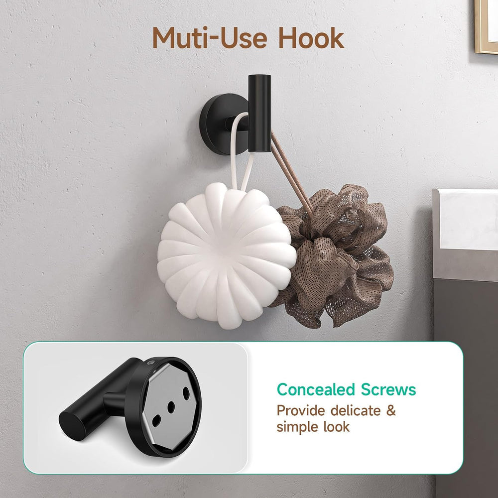 4PCS Matte Black Bathroom Accessories Set, 24-Inch Towel Bar Set