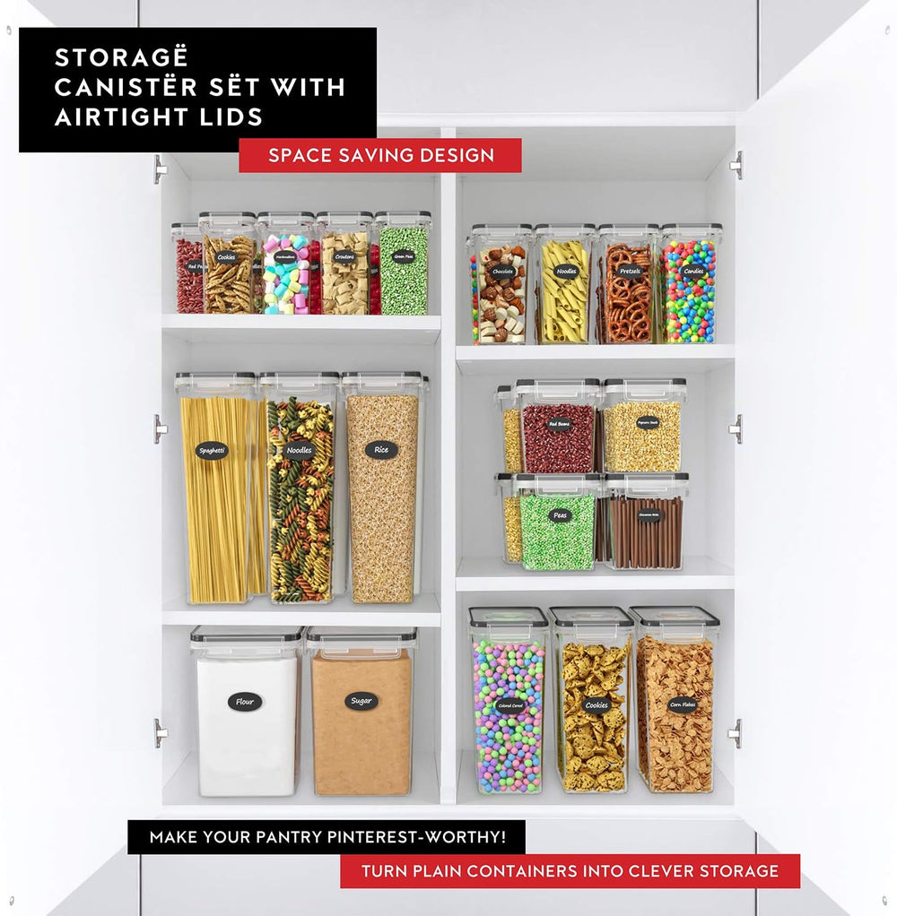 DWËLLZA KITCHEN Airtight Food Storage Container Set - 8 Pieces 1.4L - Plastic...