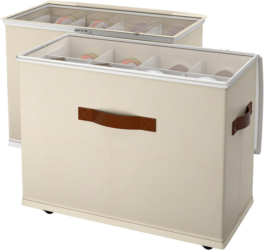 2 Pack Shoe storage Organizer for closet with wheels,No Assemble Required Sho...