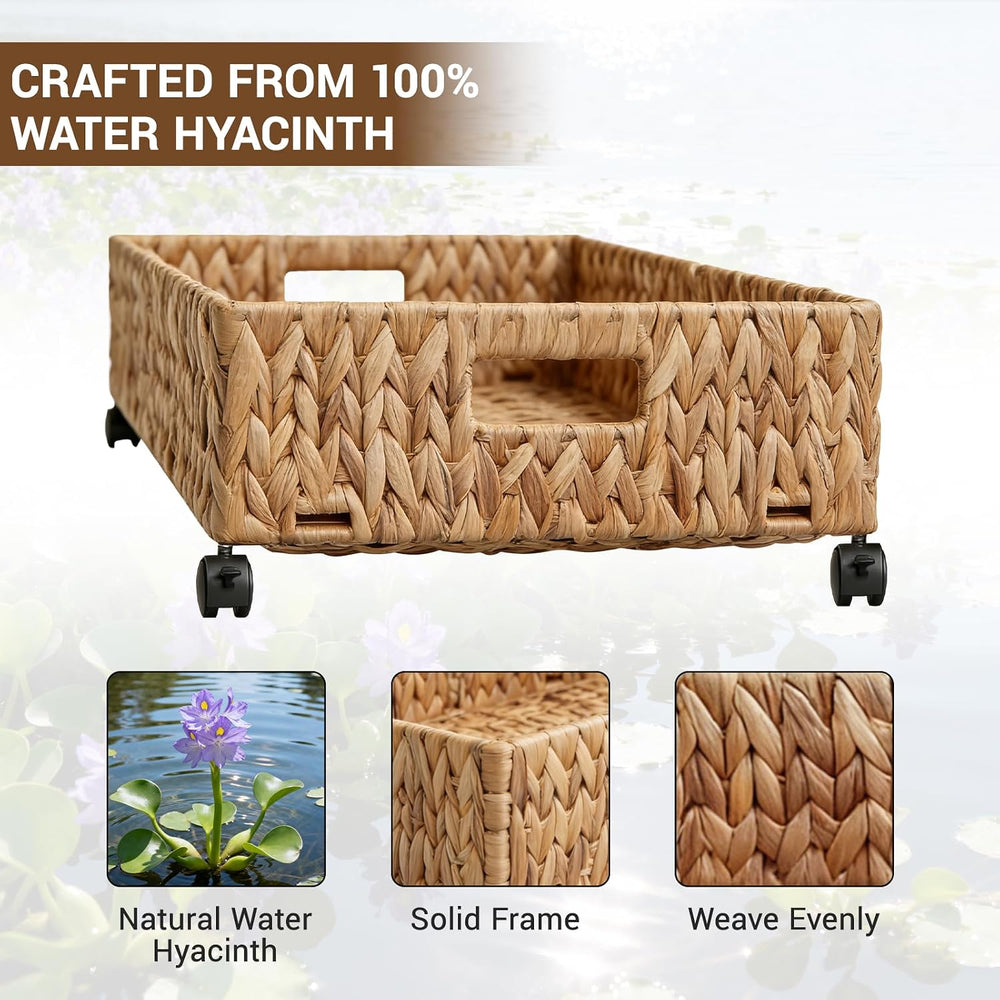 Under Bed Storage Containers with Wheels, 31.5 inch Large Capacity Handwoven ...
