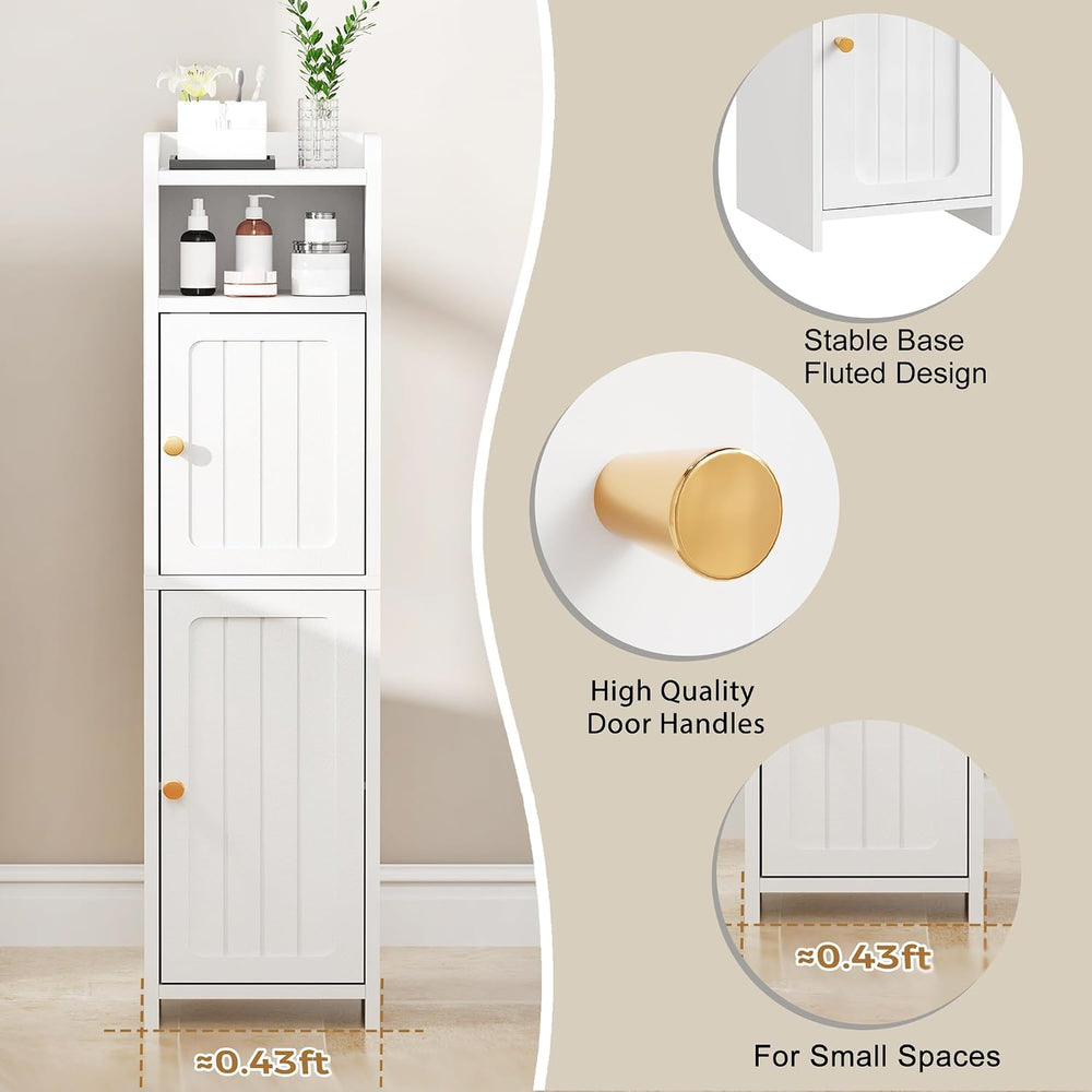 BEWISHOME Small Bathroom Storage Cabinet, 2 Doors Narrow Bathroom Cabinet