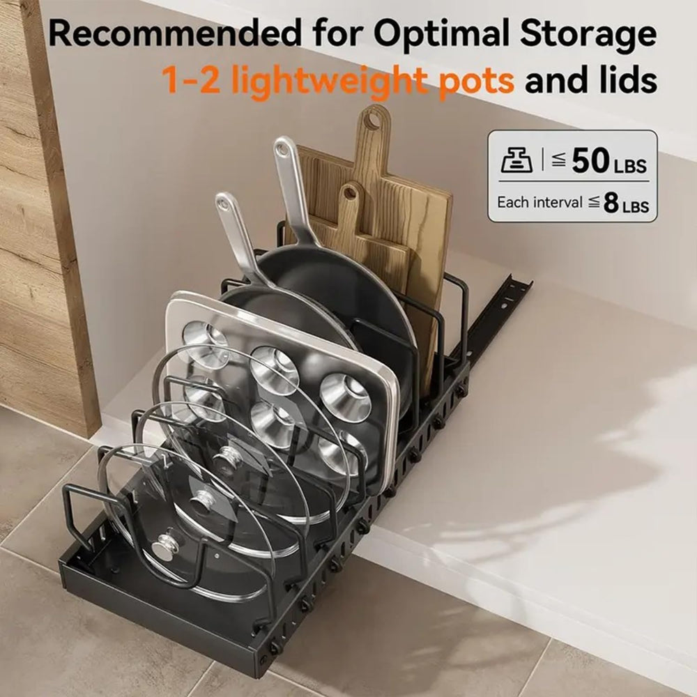 AmoiChic 2 Pack Pull Out Cabinet Organizer for Pots and Pans, Black Storage R...