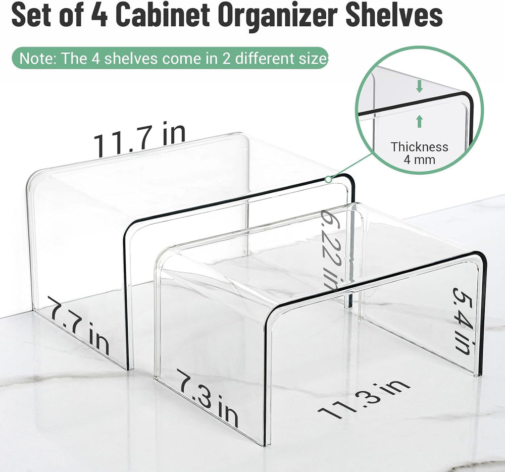 Bobomoment Clear Cabinet Organizer, Stackable Shelf Organizer Set of 4