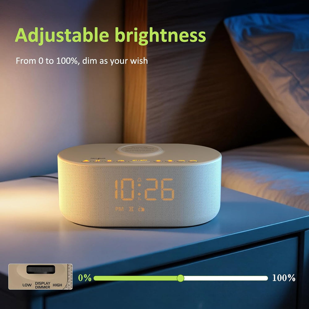 DreamSky Alarm Clock Radio with Wireless Charging and Bluetooth Speaker